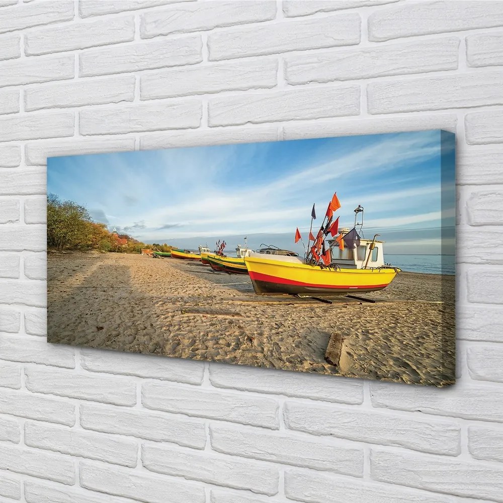 Obraz na plátne Gdańsk Beach lode sea 125x50 cm