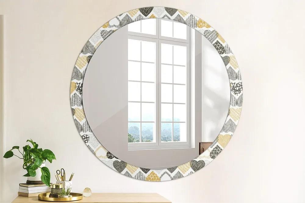 Okrúhle ozdobné zrkadlo Srdcia doodle fi 100 cm