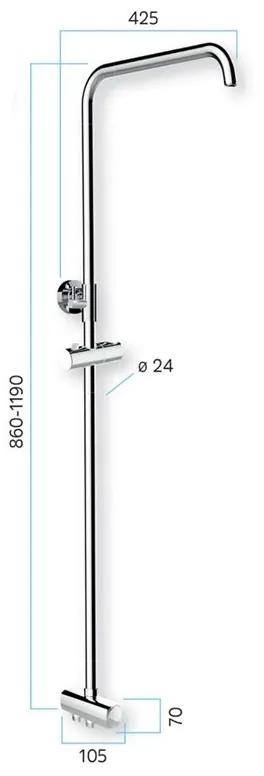 Mereo, Sprchový set s tyčou, nerezová hlavová sprcha a trojpolohová ručná sprcha, MER-CB95001SS1
