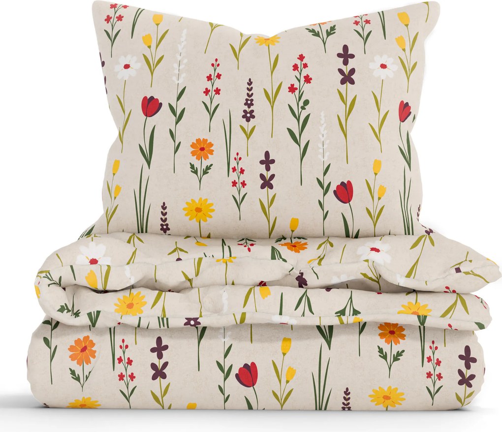 Bavlnené obliečky Renforcé - Rozkvitnutá lúka prírodná