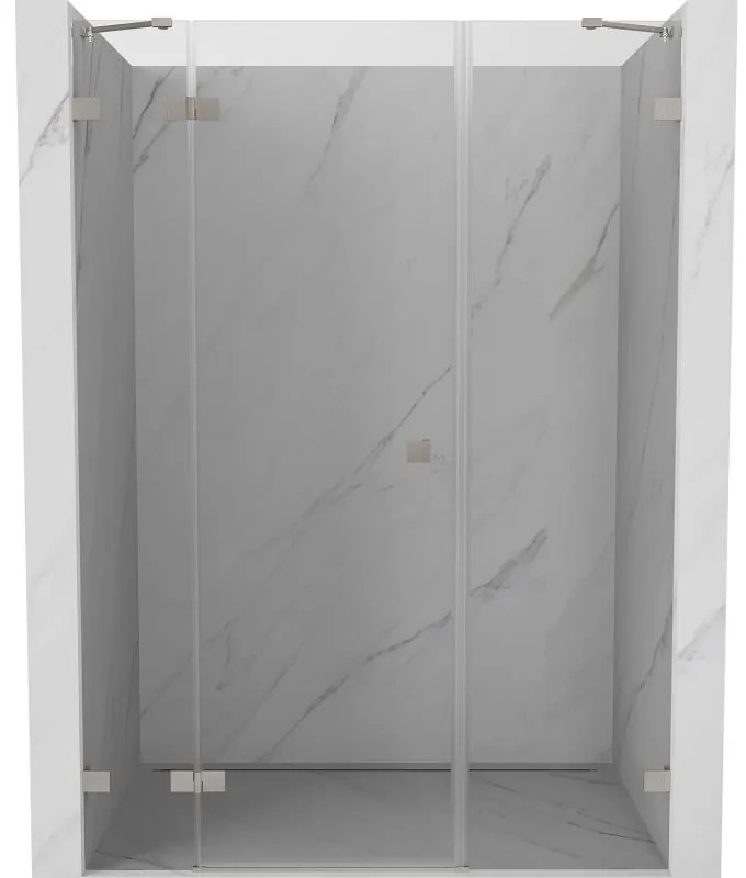 Mexen Lunar, ľavé otočné sprchové dvere 140 cm, 8mm číre sklo, oceľový profil, 834S-140-050-97-00-L