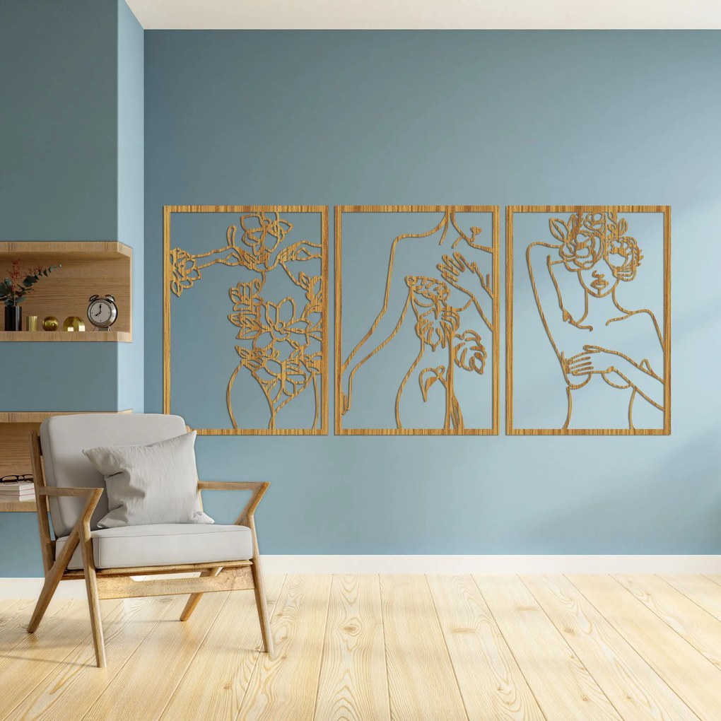 SENTOP | Trojdielna nástenná dekorácia ženy – Moderné art umenie | SENTOP HDF0480