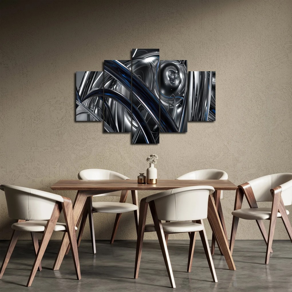 Obraz sivej abstrakcie s modrou (150x105 cm)