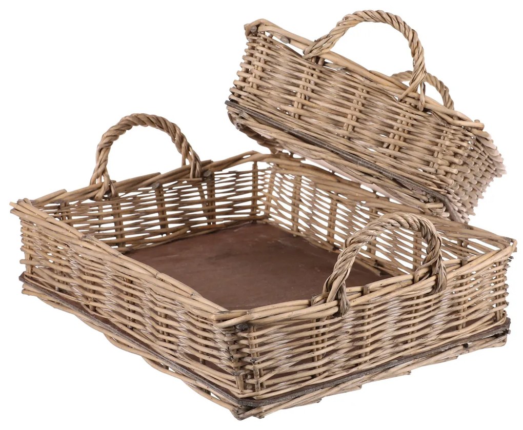 Sada prútených tácok Nature obdĺžnik, 2 ks, 2 veľkosti, 51 x 11 x 39 cm