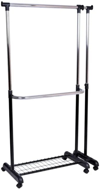 Vešiakový stojan na kolieskach RUFO čierny