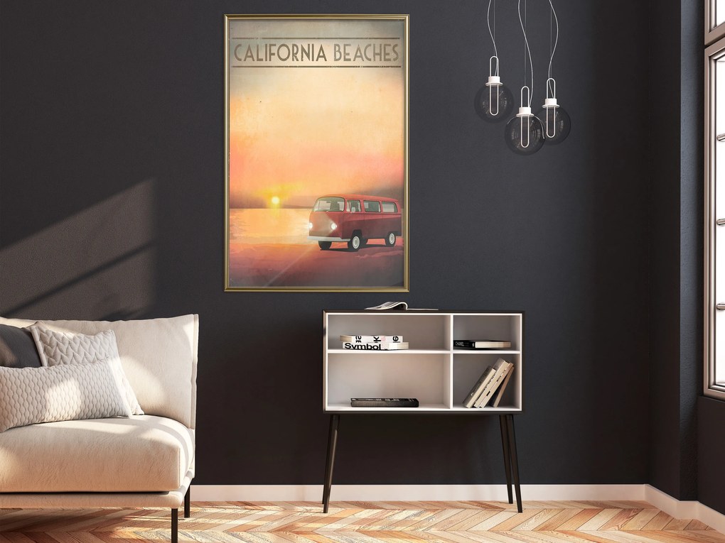 Artgeist Plagát - California Beaches [Poster] Veľkosť: 40x60, Verzia: Čierny rám s passe-partout