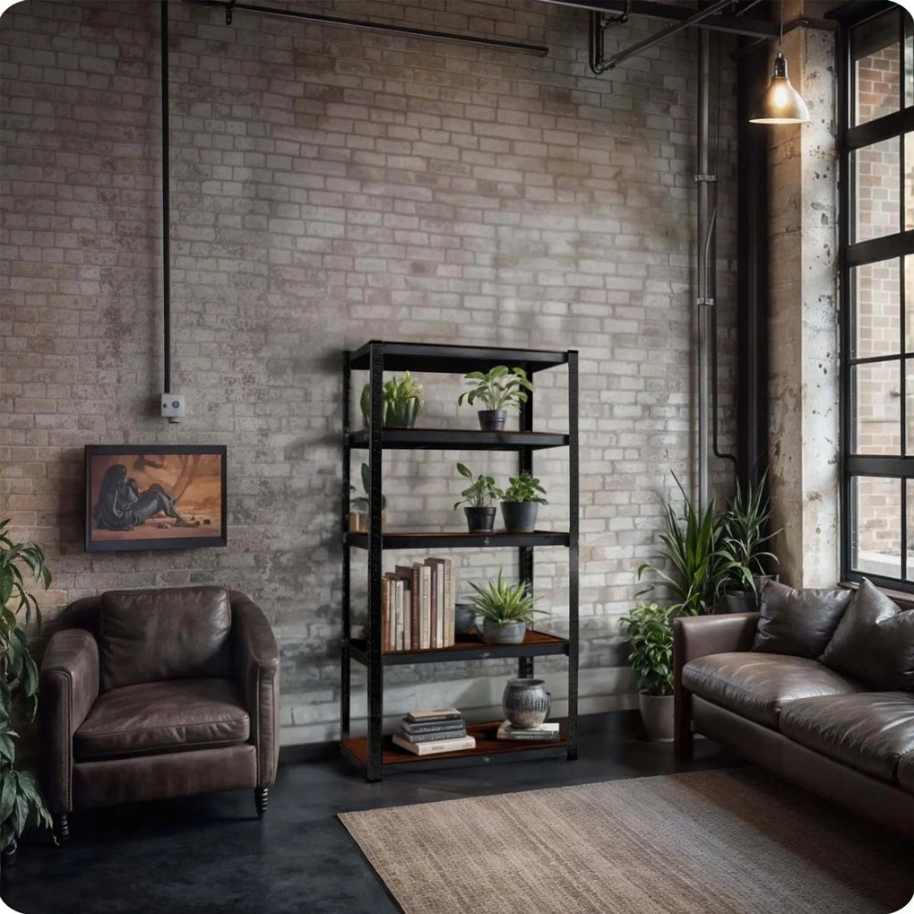 Kovový úložný regál 180 x 90 x 40 cm Humberg HR-852 čierny