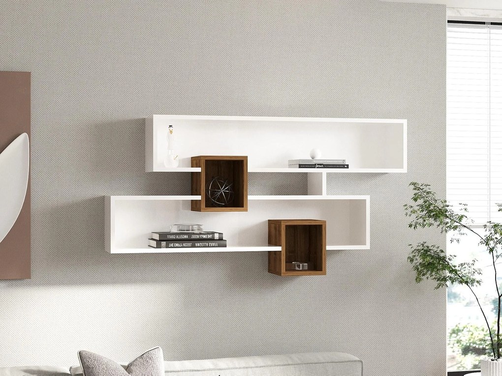 Polica Puvonu (orech + biela) . Akcia -17%. Vlastná spoľahlivá doprava až k Vám domov. 1096084