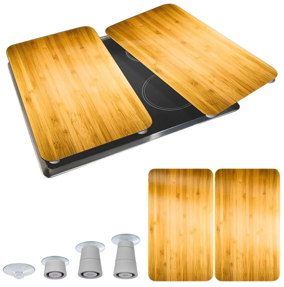 Kryty na sporák z tvrdeného skla v súprave 2 ks 52x30 cm Wooden – Maximex