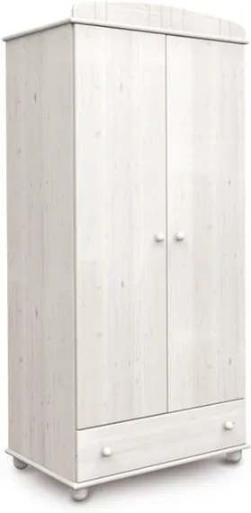 Biela dvojdverová šatníková skriňa z borovicového dreva Faktum Tomi