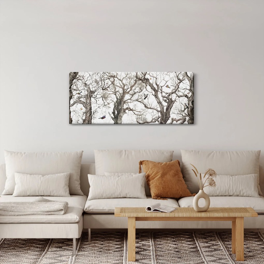 Obraz - Lesný vzor, kresba (120x50 cm)