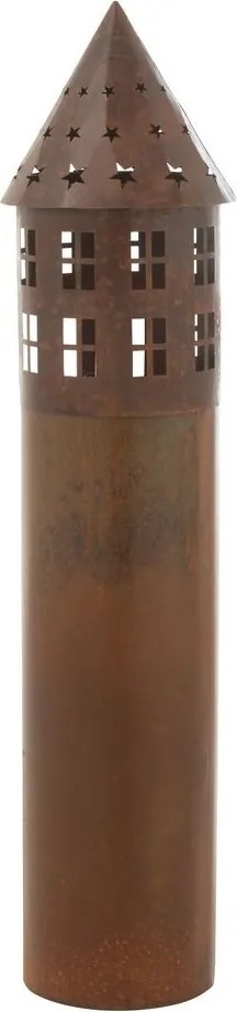 Hrdzavý hnedý rustikálny svietnik domček Star - Ø 23*100 cm