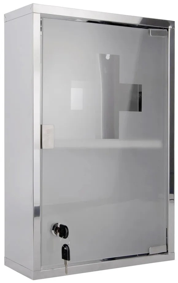 Kovová závesná skrinka na lieky v striebornej farbe 12x48 cm – PT LIVING