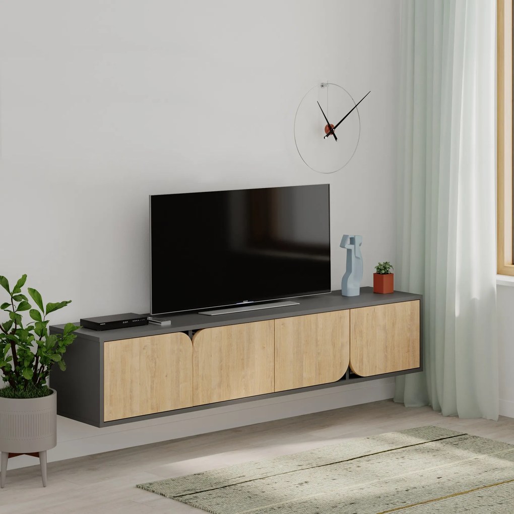 Televizní stolek Houseland Spark antracit/dub safírový