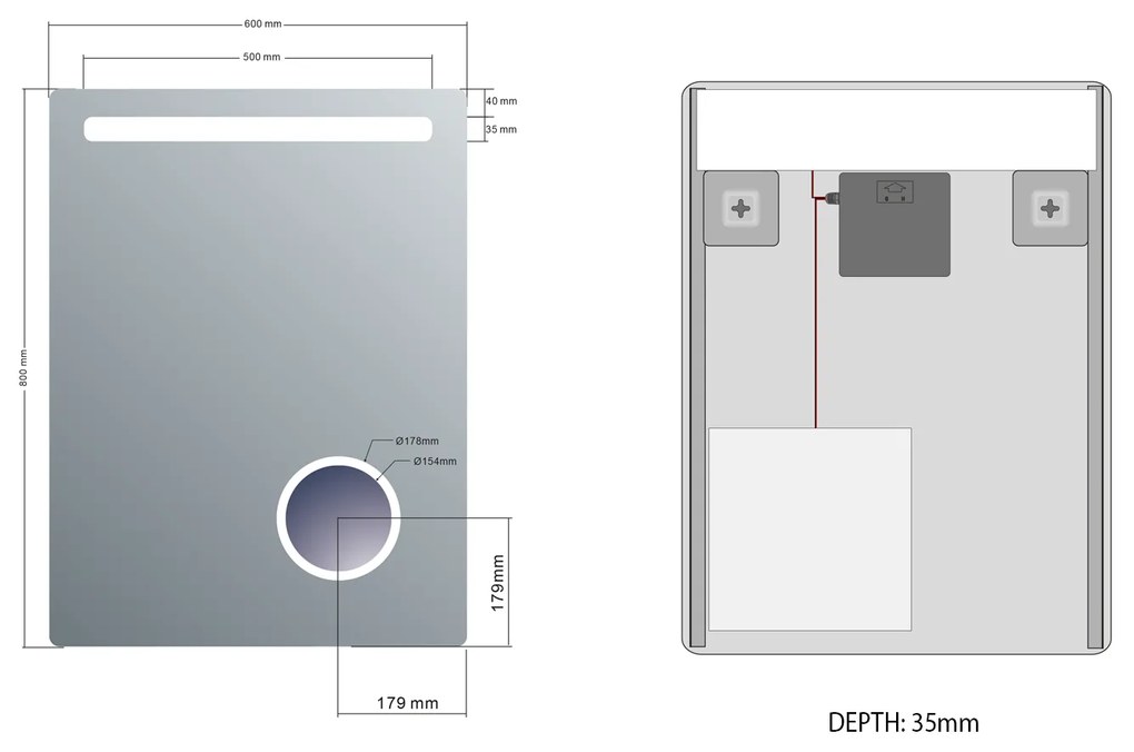 Sapho Sapho, ASTRO LED podsvietené zrkadlo 600x800mm, kozmetické zrkadielko, MIRL2