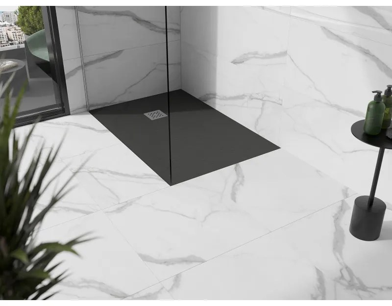 Mexen Stone+, obdĺžniková vanička z minerálneho kompozitu 90 x 80 cm, antracitová, 44718090