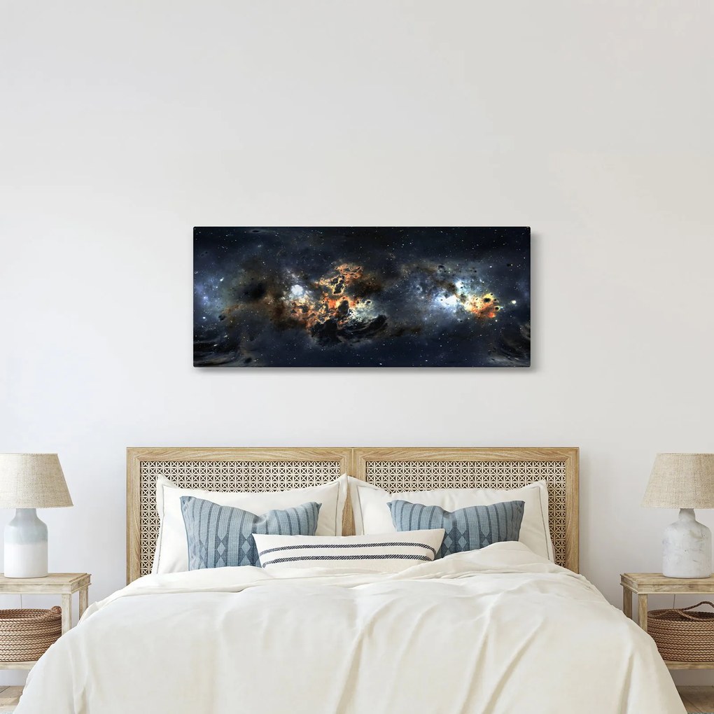 Obraz - Vesmír s hmlovinou (120x50 cm)