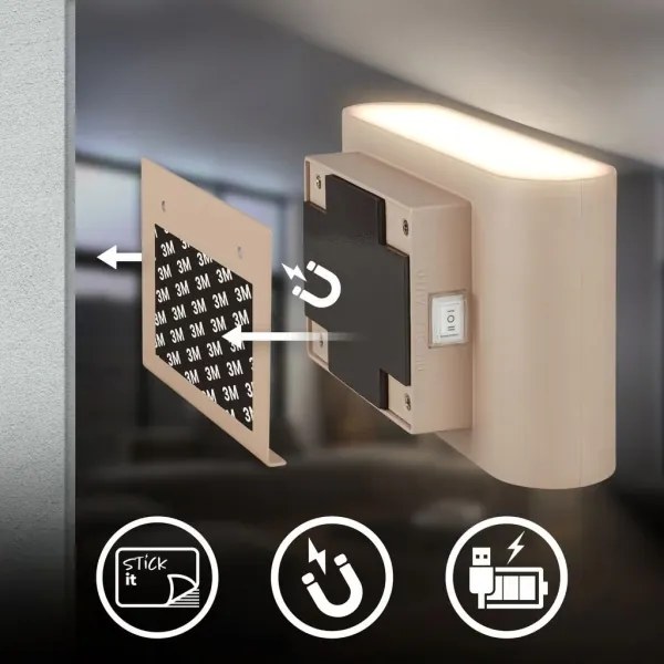 Briloner 3878011 - LED nabíjateľné nástenné svietidlo so senzorom CHAT LED/3W/5V 2000 mAh béžová