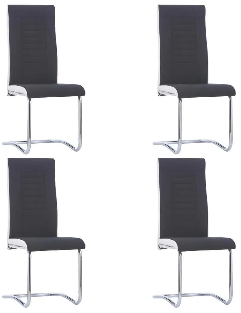 vidaXL Jedálenské stoličky, perová kostra 4 ks, čierne, látka