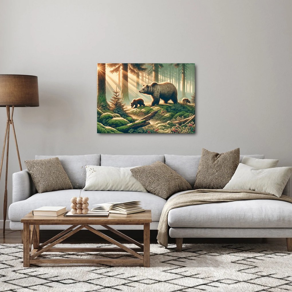 Obraz - Medvede v lese (70x50 cm)