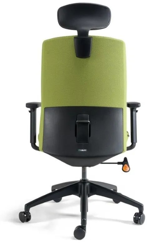 Kancelárska otočná stolička J2 Eco — látka, čierna / zelená Bez podhlavníka