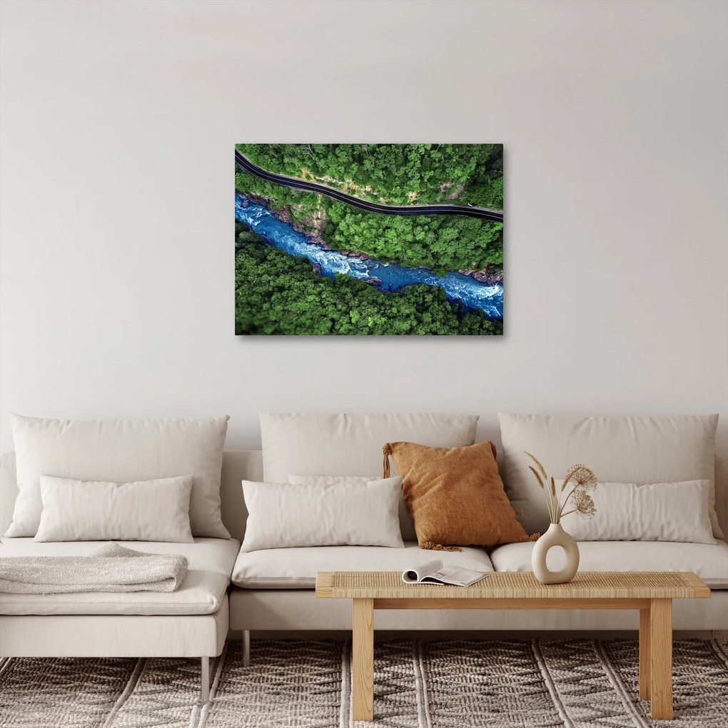 Obraz - Rieka medzi horami, Kaukaz, Rusko (70x50 cm)