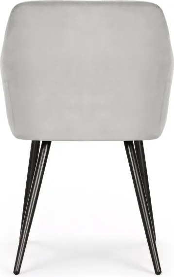 Sada šiestich jedálenských stoličiek ESTELLE zamatové, sivé / čierne nohy (6 ks)