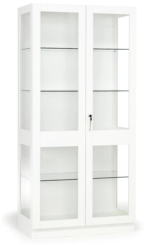 Sklenená vitrína THEO, 1000x500x2100 mm, biely rám