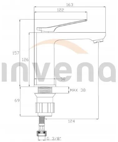 Invena Neri, umývadlová batéria, čierna matná, BU-01-004-L