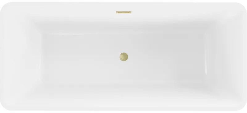 Mexen Tonia, voľne stojaca vaňa 170 x 75 cm, biela-čierna, zlatý matný prepad, 52171707575-55