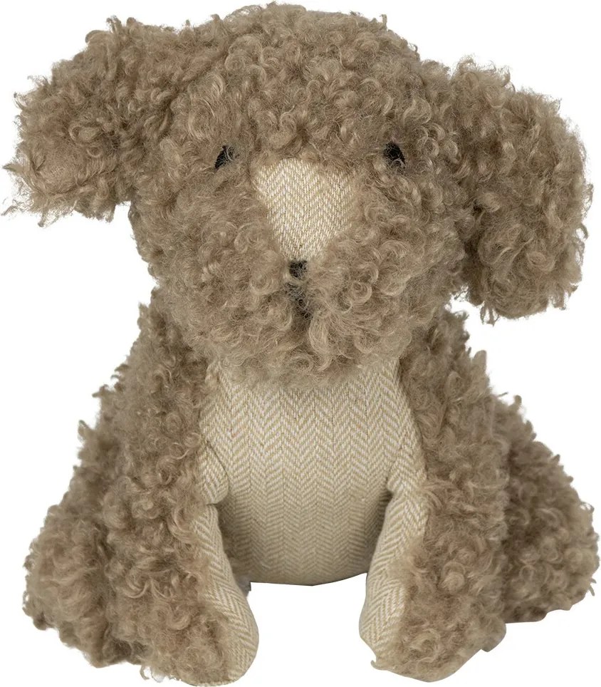Hnedá kučeravá dverná zarážka pes Dog - 21*22*25 cm