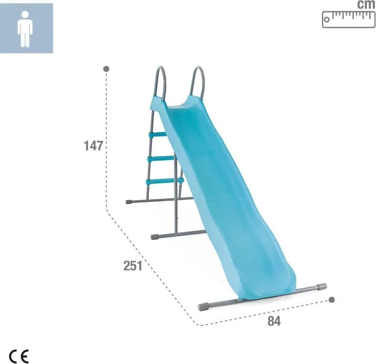 Detská záhradná šmykľavka modrá Dĺžka: 183 cm