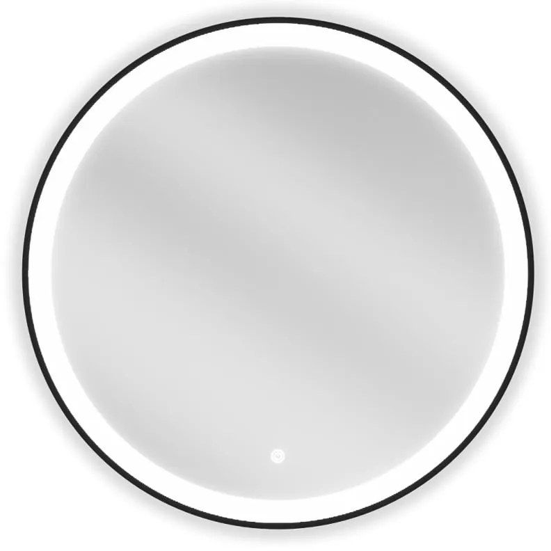 Mexen Esso, okrúhle LED podsvietené kúpeľňové zrkadlo 70 cm, 6000K, vykurovacia podložka proti zahmlievaniu, čierny rám, 9825-070-070-611-70