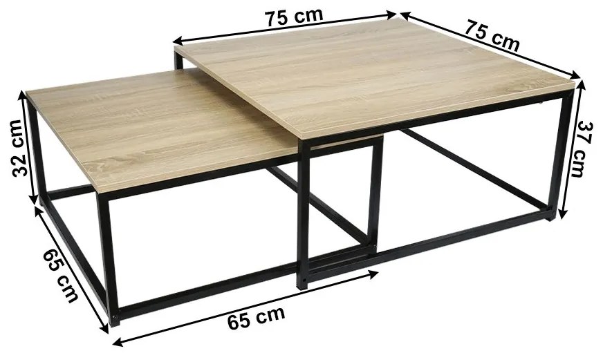 Set 2 ks konferenčních stolíkov Hustler Typ 1 (dub sonoma + čierna). Vlastná spoľahlivá doprava až k Vám domov. 1075387