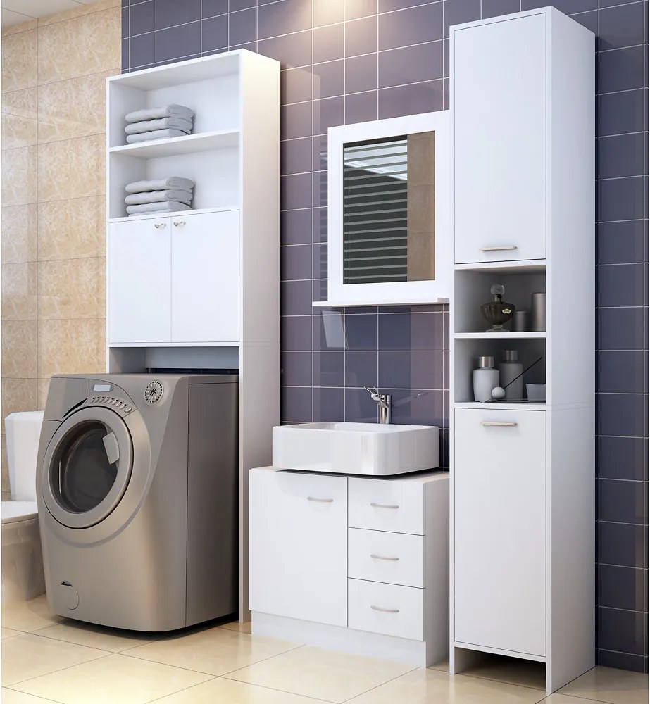 Skrinka pod umývadlo s 3 zásuvkami SILKE, 63x30x54cm, biela Casaria