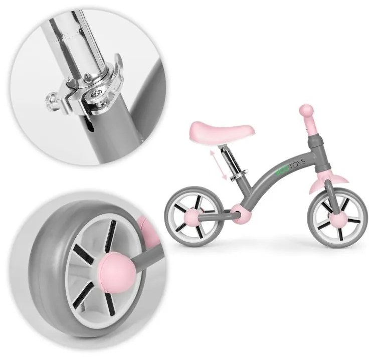 Detské odrážadlo -  bicykel ECOTOYS ružová