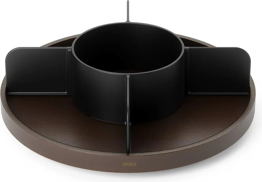 Otočný čierny drevený kúpeľňový organizér na kozmetiku Bellwood – Umbra