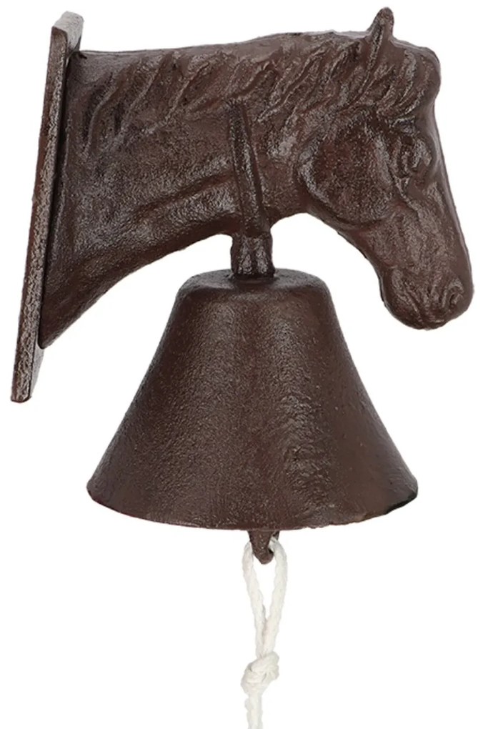 Záhradný zvonček Horse, 18,5x12 cm, liatina, hnedá
