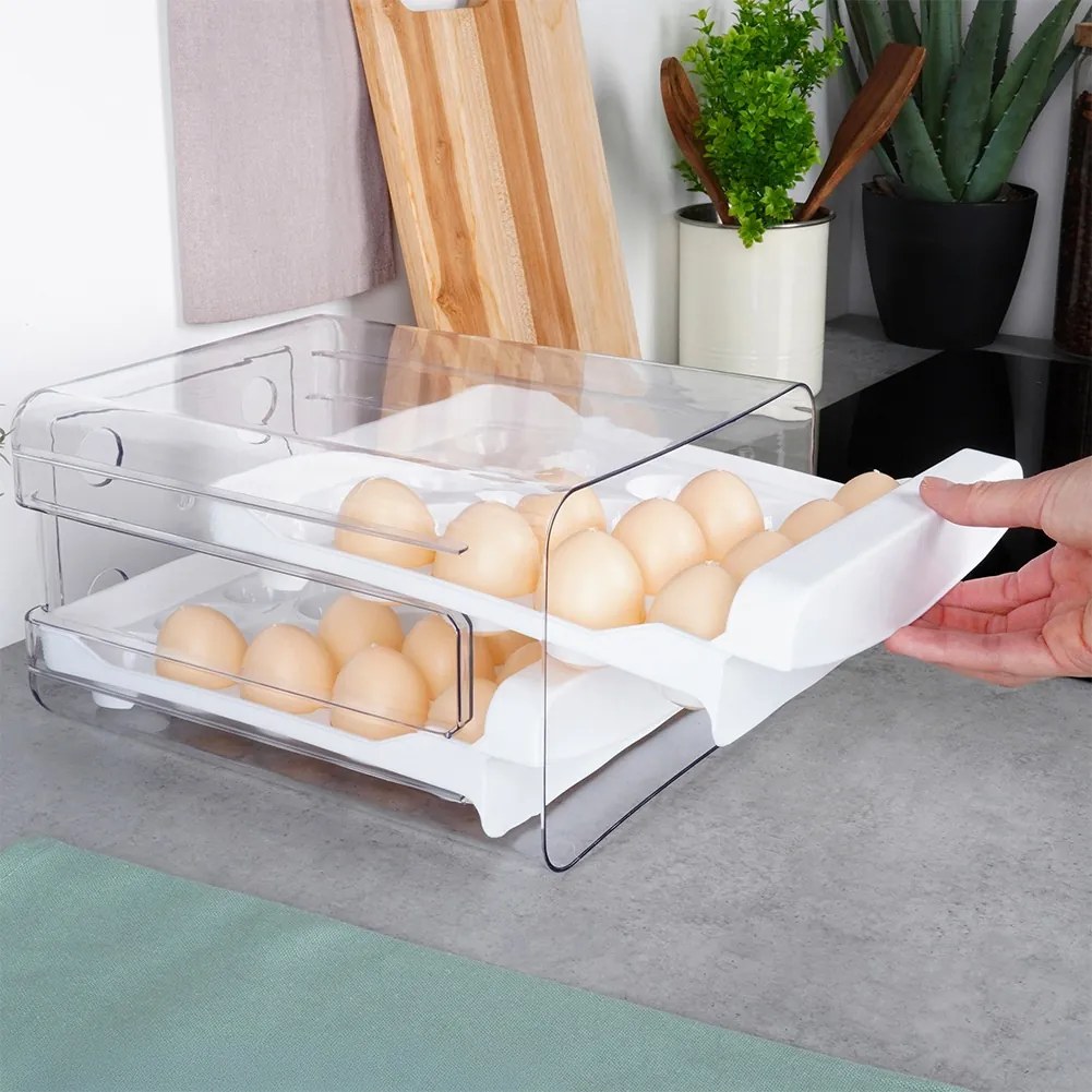 VILDE Box na vajíčka, organizér na vajcia do chladničky, 2 poschodia, na 40 vajec