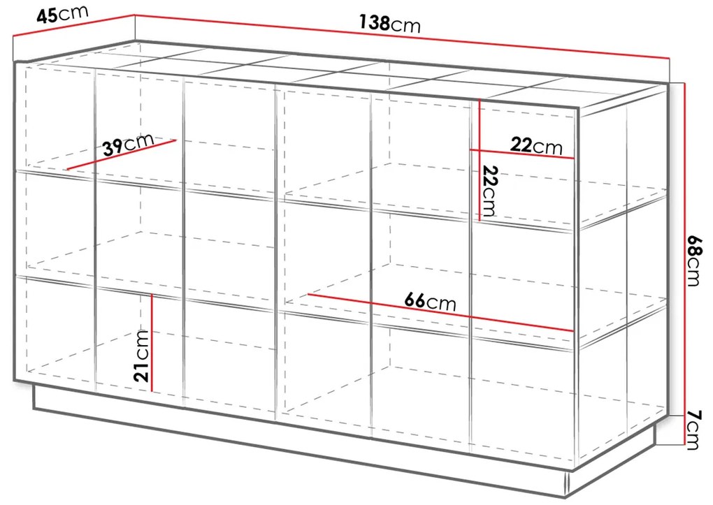 Kvalitná komoda Rebon, MDF biely lesk + LED podsvietenie