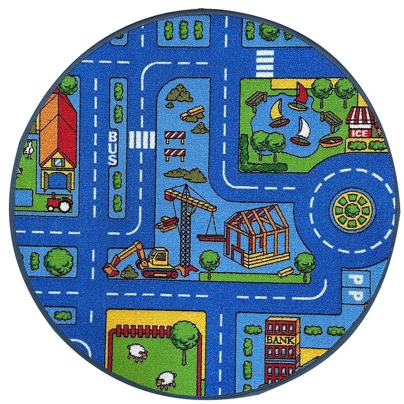 Koberec Kids City 0,8/0,8 okrúhly modrý