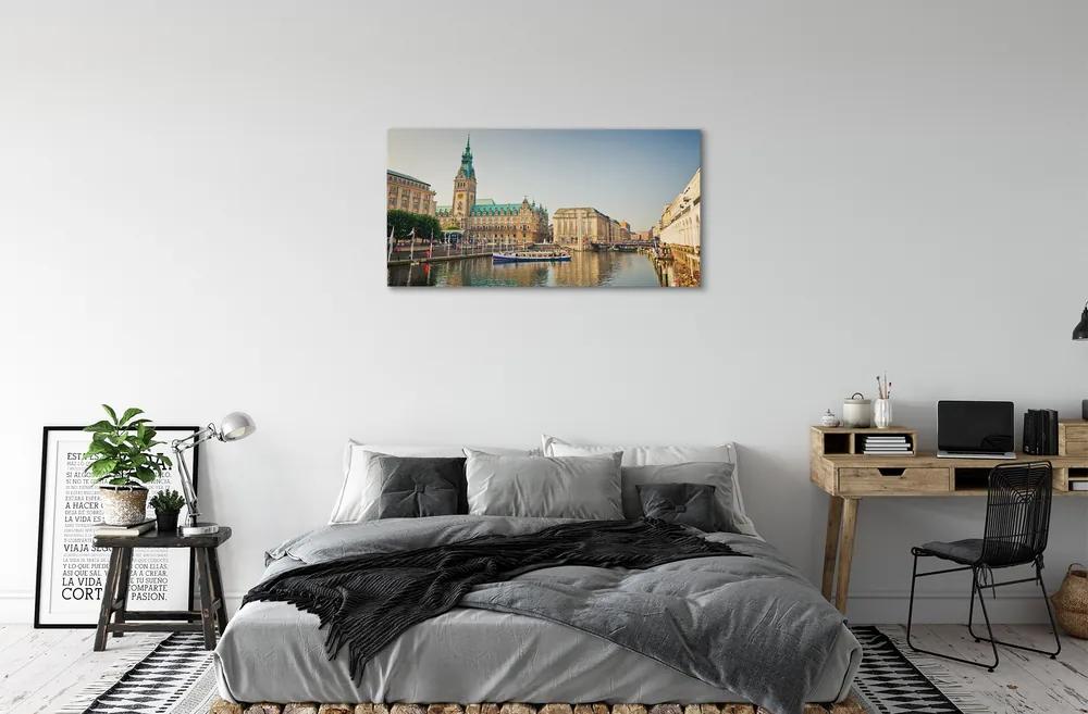 Obraz na plátne Nemecko Hamburg River katedrála 120x60 cm
