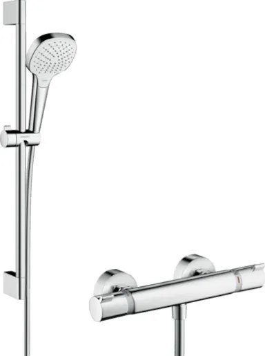 Hansgrohe Raindance Select E sprchový systém na stěnu s termostatickou batériou biela/chróm 27081400