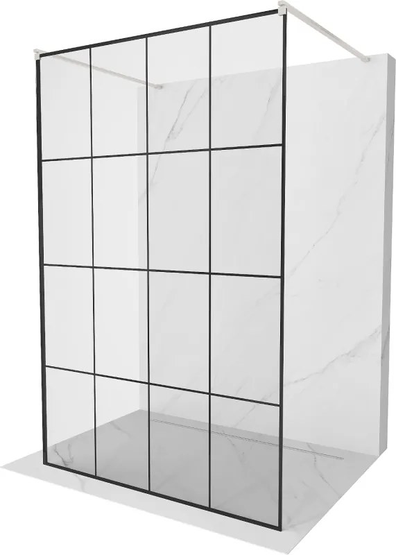 Mexen Kioto, sprchová zástena Walk-In 130 x 200 cm, 8mm sklo čierny vzor, brúsená oceľ profil, 800-130-002-97-77