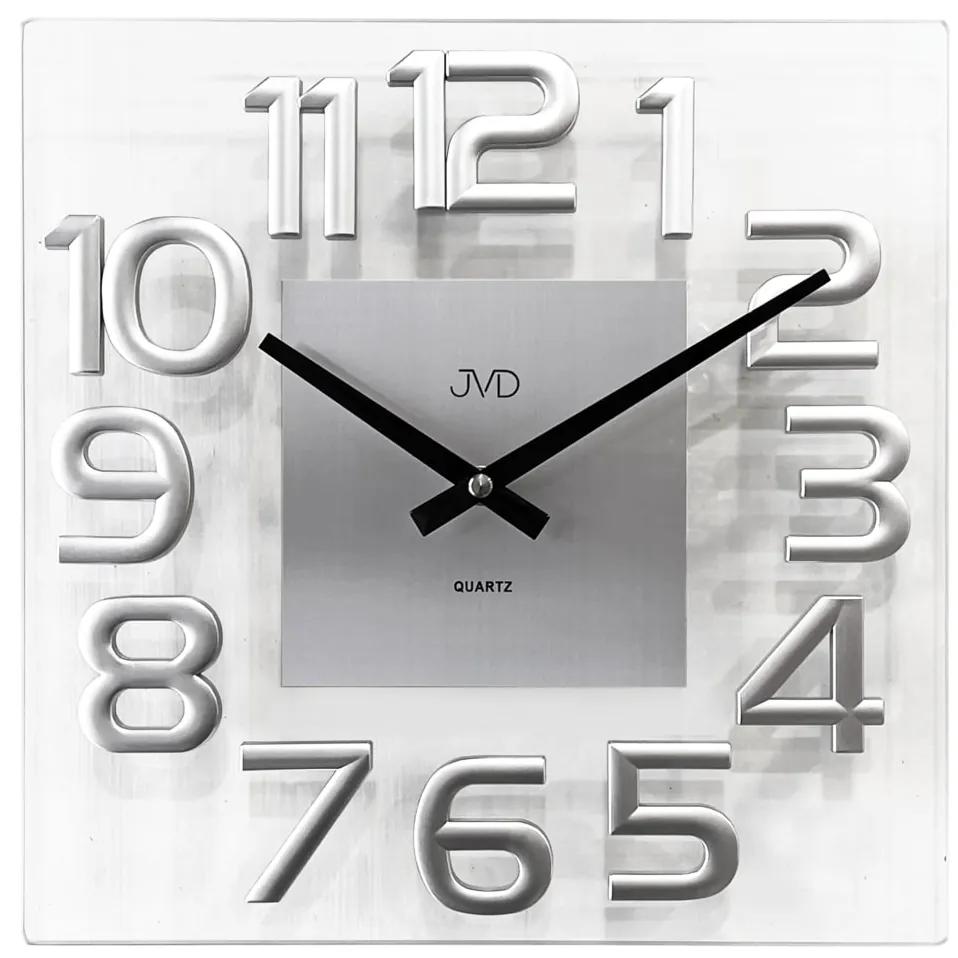 Nástenné sklenené hodiny JVD HT110.1, 32cm strieborná