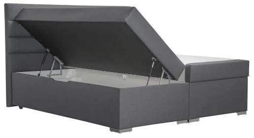 Čalúnená posteľ NEW BOLERO 180x200 cm, sivá, s úložným priestorom a matracami vrátane topperu