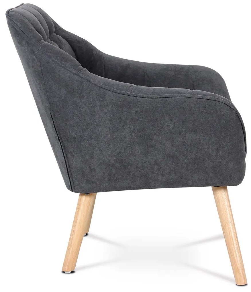 Autronic - Kreslo, poťah tmavo sivá látka, drevené nohy, masív kaučukovník - AK-321 GREY2