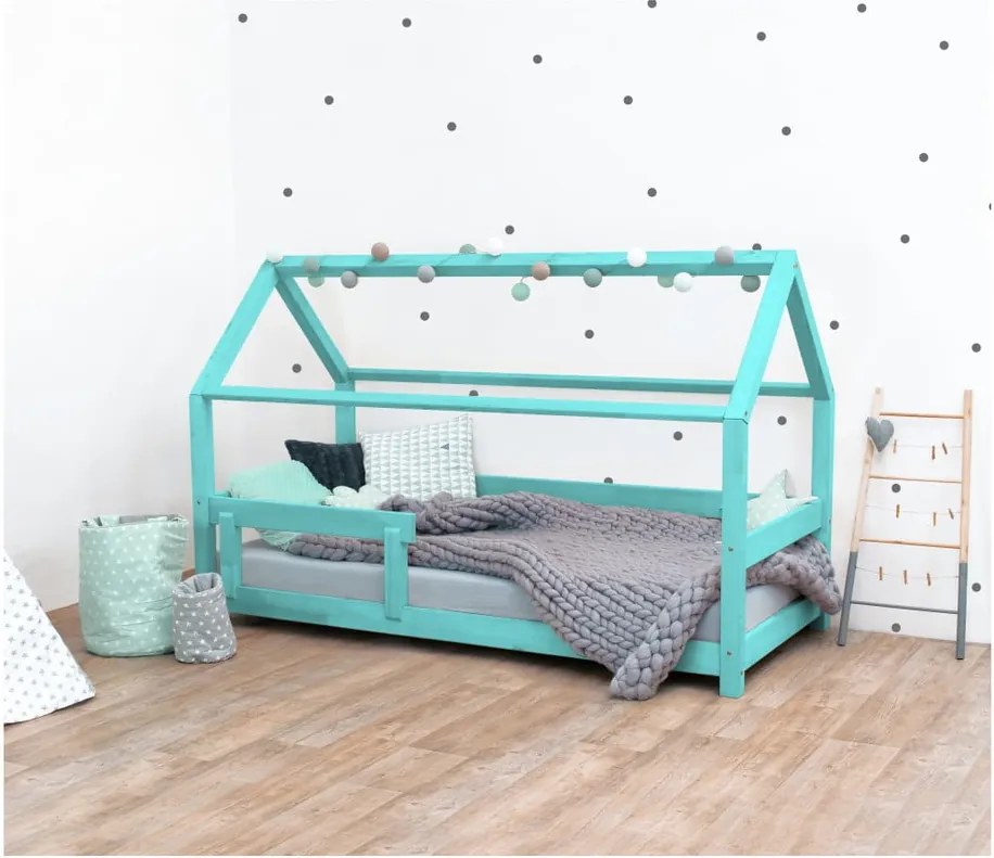 BonamiTyrkysová detská posteľ s bočnicami zo smrekového dreva Benlemi Tery, 80 × 160 cm