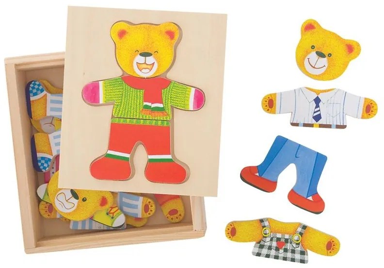 Bigjigs oblékací puzzle v krabičce Pan Medvěd