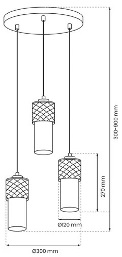 Luster na lanku GLAM 3xE27/60W/230V